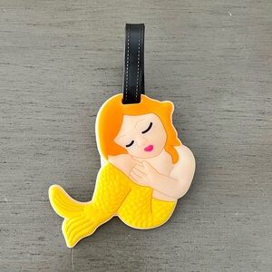 Bright Yellow Mermaid Tail  Siren Beach Ocean 4.5" Rubber Travel Luggage Tag